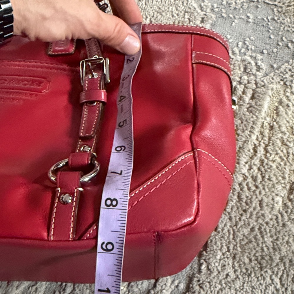 Coach Red Leather Tote 2010 East/West Gallery Medium 12343 Shoulder Bag SV EuC - Picture 12 of 13